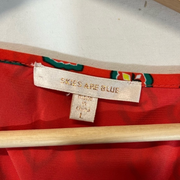 Skies Are Blue Mini Tank Dress Orange Retro Print Sheath Dress Strappy Size L - Picture 5 of 8